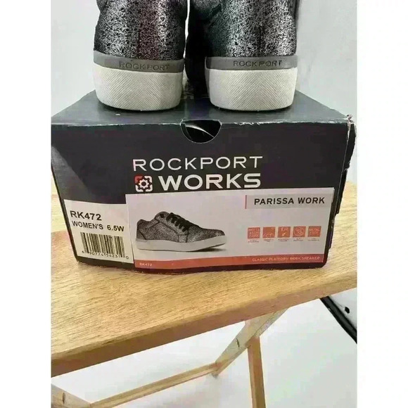 Rockport Works Parissa Silver Glitter Platform Sneaker | Composite Toe, Size 6.5 - Picture 4 of 6